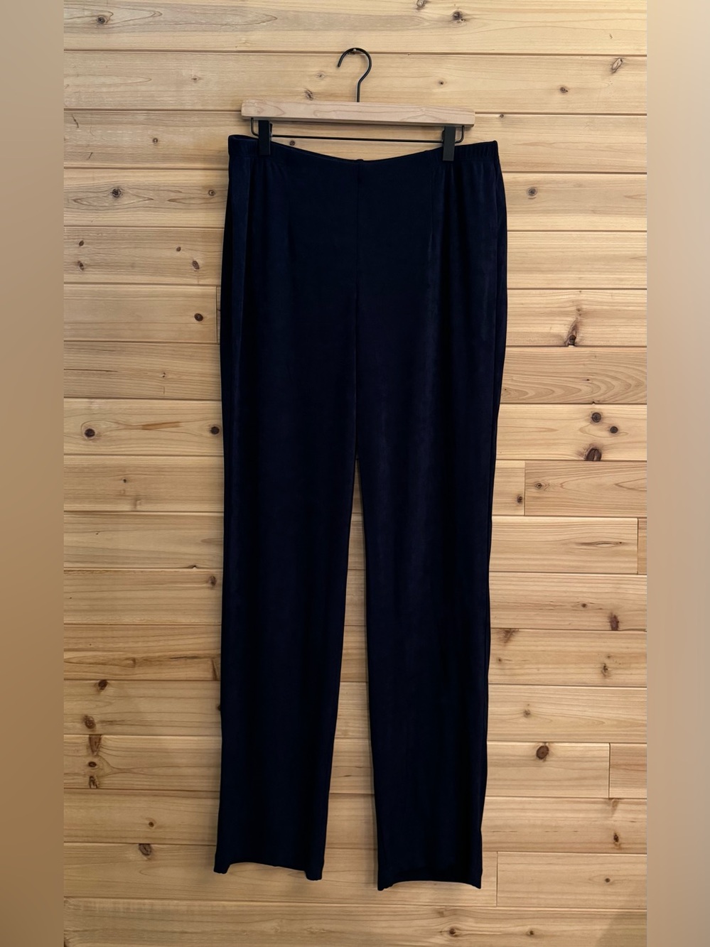 Chicos Large Tall Black Slinky Anti Wrinkle Pull On Straight Pants Casual